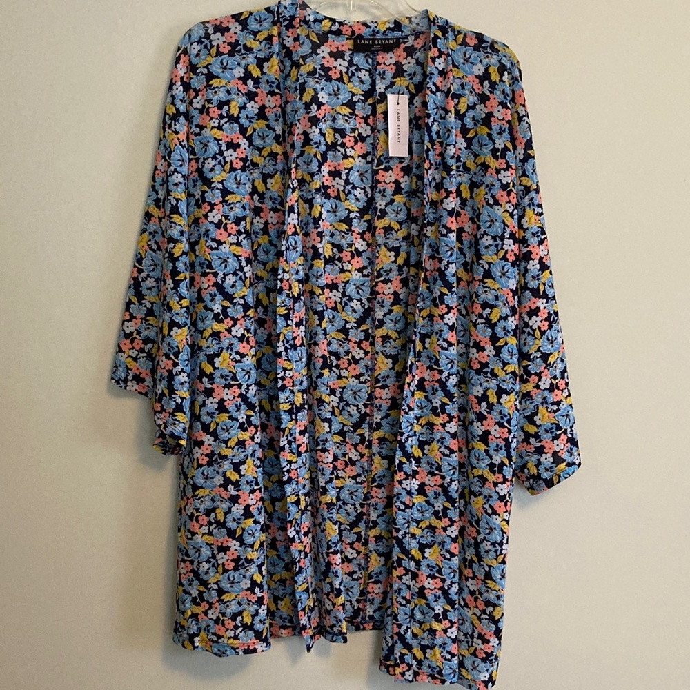 Lane Bryant Multicolor Floral Long Libre Sweater